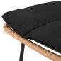 Preview: Barhocker, mittlere Höhe, Allegra aus Metall mit Kissen, schwarz, Korbgeflecht, beige, 53 x 56 x 107 cm