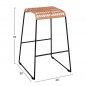 Preview: ALLEGRA METAL STOOL WITH WICKER IN BEIGE SHADE 49x50x76 cm