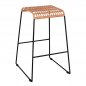 Preview: ALLEGRA METAL STOOL WITH WICKER IN BEIGE SHADE 49x50x76 cm