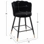 Preview: MITTELHOHER HOCKER VESNA AUS SCHWARZEM SAMT UND METALLGESTELL 50x50x90 cm