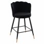 Preview: MITTELHOHER HOCKER VESNA AUS SCHWARZEM SAMT UND METALLGESTELL 50x50x90 cm