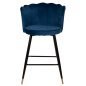 Preview: MITTELHOHER HOCKER VESNA AUS BLAUEM SAMT UND METALLGESTELL 50x50x90 cm