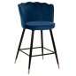 Preview: MITTELHOHER HOCKER VESNA AUS BLAUEM SAMT UND METALLGESTELL 50x50x90 cm