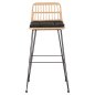 Preview: Barhocker Allegra aus Metall mit Kissen und schwarz-beigefarbenem Korbgeflecht, 52 x 51 x 103 H cm