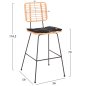 Preview: Barhocker Allegra aus Metall & KISSEN SCHWARZ-WEIDENBEIGE 56x59x116,5cm