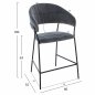 Preview: MEDIUM HEIGHT STOOL THEODORE GRAY VELVET WITH BLACK FRAME 60x55x100 cm