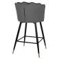 Preview: MITTELHOHER HOCKER VESNA AUS GRAUEM SAMT UND METALLGESTELL 50x50x90 cm