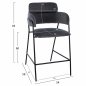 Preview: MEDIUM HEIGHT STOOL KELSO GRAY VELVET WITH METAL FRAME 54x58x95 cm