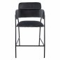 Preview: MEDIUM HEIGHT STOOL KELSO GRAY VELVET WITH METAL FRAME 54x58x95 cm