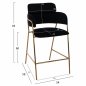 Preview: MEDIUM HEIGHT STOOL KELSO BLACK VELVET WITH METAL FRAME 54x58x95 cm