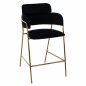 Preview: MEDIUM HEIGHT STOOL KELSO BLACK VELVET WITH METAL FRAME 54x58x95 cm