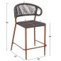 Preview: Barhocker mittlere Höhe EULO Aluminium in Walnuss-Kunstrattan in Grau 60x60x99Hcm