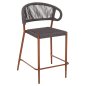 Preview: Barhocker mittlere Höhe EULO Aluminium in Walnuss-Kunstrattan in Grau 60x60x99Hcm