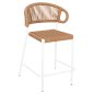 Preview: Barhocker mittlere Höhe EULO Aluminium in Walnuss-Kunstrattan in Weiß 60x60x99Hcm