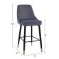 Preview: Bar stool Serenity with velvet fabric in gray