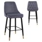 Preview: Bar stool Serenity with velvet fabric in gray