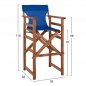 Preview: Direktor Barhocker "Limnos" in Walnuss mit Textilene Bezug in blau