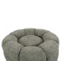 Preview: RUNDER HOCKER PISTAZIENGRÜN BOUCLE-SCHWARZES METALLGESTELL Φ60x31Hcm