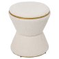 Preview: HOCKER RUND BOUCLE STOFF ECRU-GOLD DETAIL Φ38,5x43Hcm