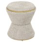 Preview: HOCKER RUND BOUCLE STOFF BEIGE-GOLD DETAIL Φ38,5x43Hcm