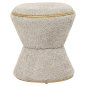 Preview: HOCKER RUND BOUCLE STOFF BEIGE-GOLD DETAIL Φ38,5x43Hcm