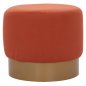 Preview: "VINDE" ORANGE KORAL HOCKER MIT GOLDBASIS Φ40x35 cm
