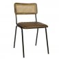 Preview: Stuhl "Jens" aus 100% Büffelleder mit Rattanrücken und Metallbeinen in Farbe Cognac