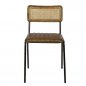 Preview: "Jens" chair made of real buffalo leather with rattan back and metal legs in black color