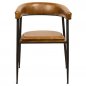 Preview: "Rosslyn" Stuhl aus Metallgestell und 100% echtem Büffelleder in Cognac