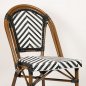 Preview: Outdoor Stuhl "Toby I" from Aluminum in wood optic and black and white Holzoptik and black and white meshwork 54,5x90x47x47 cm stackable