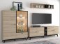 Preview: TV Set mit Schrank und Vitrine und LED in natürlich und schwarz 329,3 x 41,6 x 169,6 cm