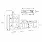 Preview: TV Set mit Schrank und Vitrine und LED in natürlich und schwarz 329,3 x 41,6 x 169,6 cm