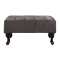 Preview: Chesterfield Sitzbank EMMA aus Samt und Holzbeinen | In Dunkelgrau