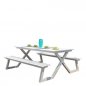 Preview: Gartenbank-Set in weiß aus Aluminium Tisch: W200xD87xH75cm Bank: W200xD29xH45cm