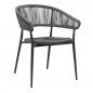 Preview: Outdoor Sessel "Jacco" aus Aluminium und Seilgeflecht in grau 57x77,5x45x60 cm stapelbar