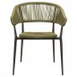 Preview: Outdoor Sessel "Jacco" aus Aluminium und Seilgeflecht in olivgrün 57x77,5x45x60 cm stapelbar