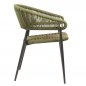 Preview: Outdoor Sessel "Jacco" aus Aluminium und Seilgeflecht in olivgrün 57x77,5x45x60 cm stapelbar