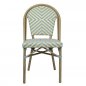 Preview: Outdoor Chair "Toby II" from Aluminum in wood optic and beige-blue meshwork 54,5x90x47x47 cm stackable