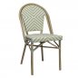 Preview: Outdoor Chair "Toby II" from Aluminum in wood optic and beige-blue meshwork 54,5x90x47x47 cm stackable