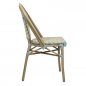 Preview: Outdoor Chair "Toby II" from Aluminum in wood optic and beige-blue meshwork 54,5x90x47x47 cm stackable