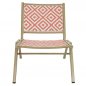 Preview: Aluminium Stuhl "Javi III" im Bambuslook und beige-pink Geflecht