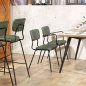 Preview: Upholstered barchair "Pepe" in green color made of imitation leather and black metal frame