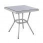 Preview: Outdoor Tische günstig kaufen | Garten und Terrassen Tisch im Bambuslook mit Glas 70x70x76 cm, in weiß