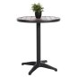 Preview: RUNDER ALUMINIUMTISCH ANTHRAZIT-POLYWOOD-TOP IN NATURFARBE Φ60x73Hcm