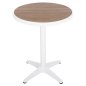 Preview: RUNDER ALUMINIUMTISCH WEIß-POLYWOOD-TOP IN NATURFARBE Φ60x73Hcm