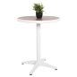Preview: RUNDER ALUMINIUMTISCH WEIß-POLYWOOD-TOP IN NATURFARBE Φ60x73Hcm