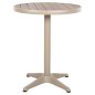 Preview: RUNDER ALUMINIUMTISCH CHAMPAGNER FARBE-POLYWOOD-TOP IN NATURFARBE Φ60x73Hcm
