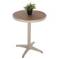 Preview: RUNDER ALUMINIUMTISCH CHAMPAGNER FARBE-POLYWOOD-TOP IN NATURFARBE Φ60x73Hcm
