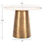 Preview: BEISTELLTISCH FODEN, TISCHPLATTE AUS KÖRNERTEM WEISSEN MARMOR UND METALLUNTERSETZUNG IN GOLD, 62,5 x 40,5 x 52,5 Hcm