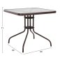 Preview: OUTDOOR-TISCH QUADRATISCH FIGO BRAUN METALL-GLAS TISCHPLATTE 80Χ80Χ71Hcm